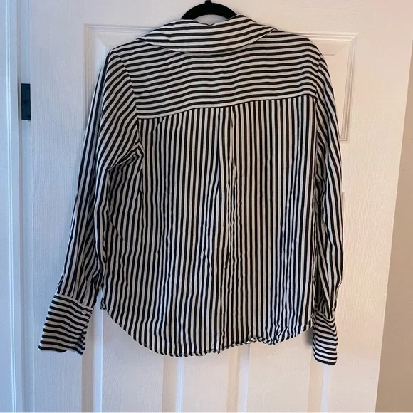 PAIGE Elora Stripe Button-Down Black and White Blouse - Picture 6 of 12